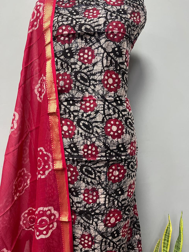 Pure Cotton Hand Block Print Unstitched Suit
