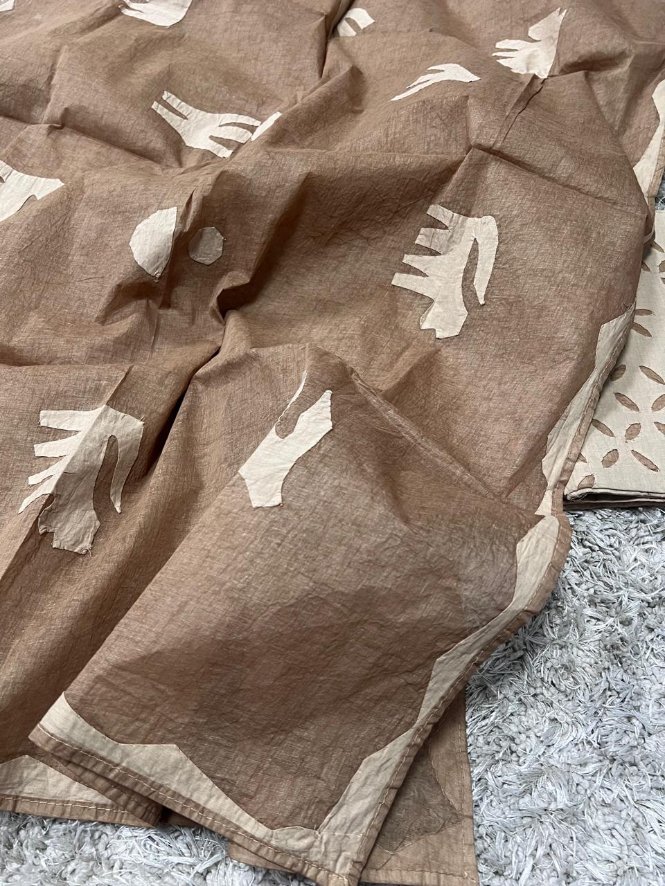 Pure Cotton Applique Work Unstitched Suit With Cotton Applique Work Dupatta.