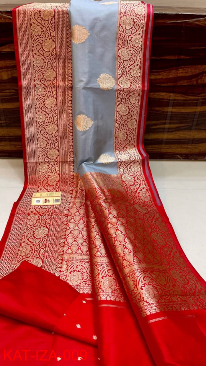 Pure Banarasi Katan Silk Saree With Antique Zari Work .