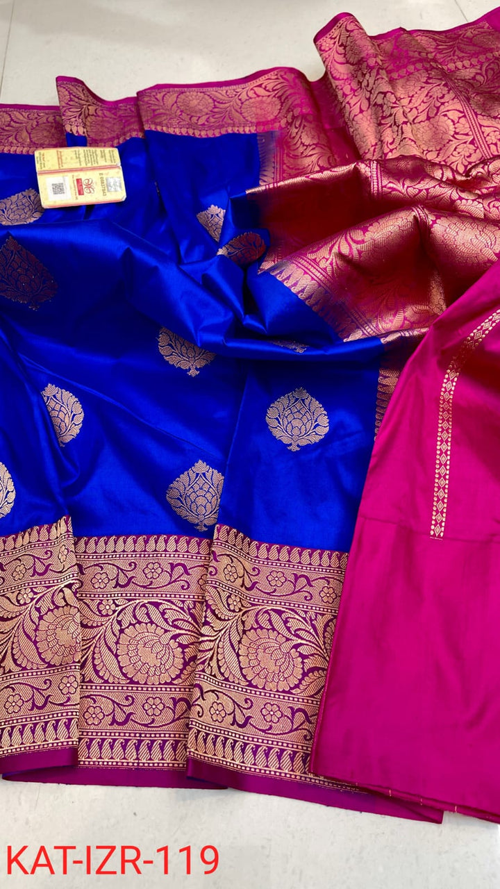 Pure Katan silk Saree with Antique Zari Work Saree.