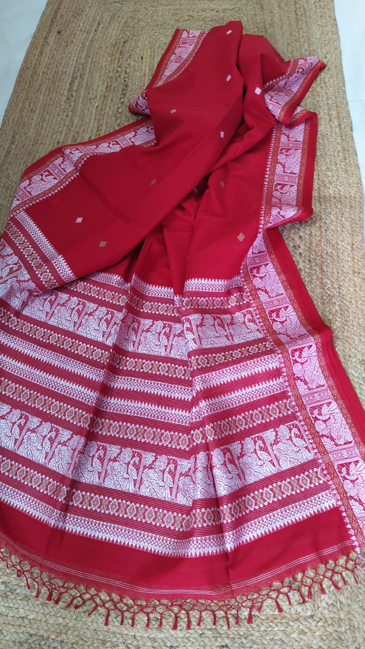 Pure Cotton Baluchuri Saree With Blouse (100count).