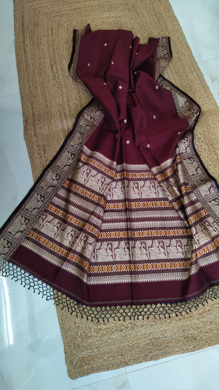 Pure Cotton Baluchuri Saree With Blouse (100count).