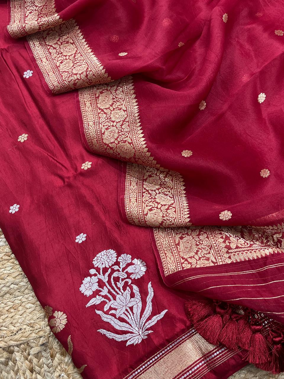 Pure Raw Mango Silk Banarasi Khaddi Kadwa Suit  with Pure Silk Organza Dupatta