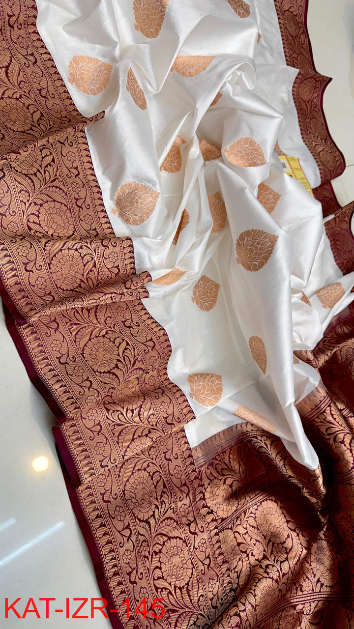 Pure Katan silk Saree with Antique Zari Work Saree.