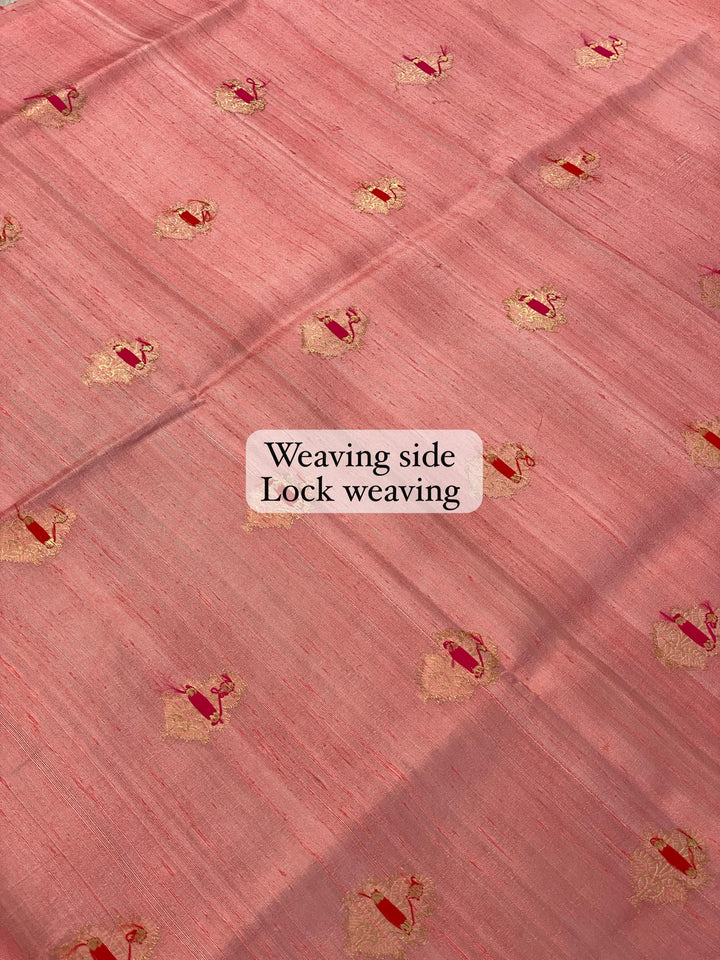 Pure Banarasi Raw Dupion Silk Kadhuwa Work Unstitched Suit With Rankart Kadhuwa Dupatta.