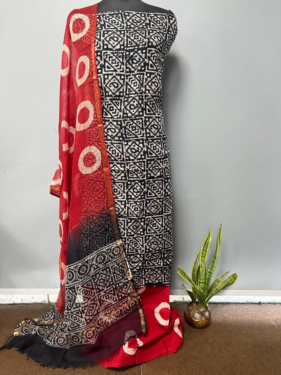 Pure Cotton Hand Block Print Unstitched Suit