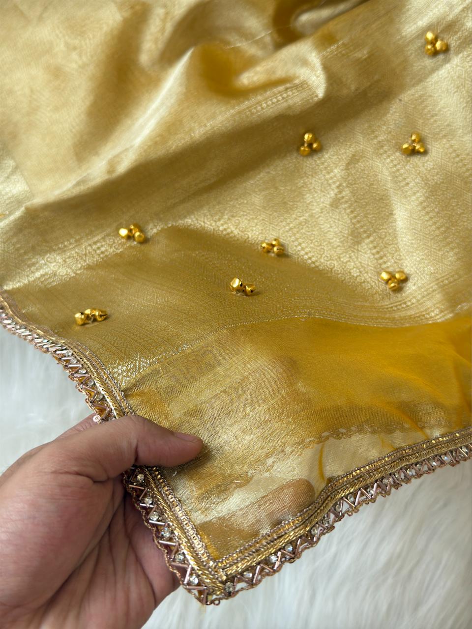 Elegant Tissue Ghungroo Unstitched  Suit