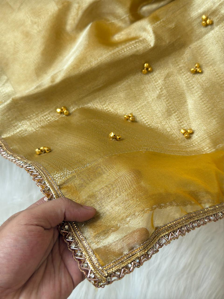 Elegant Tissue Ghungroo Unstitched  Suit