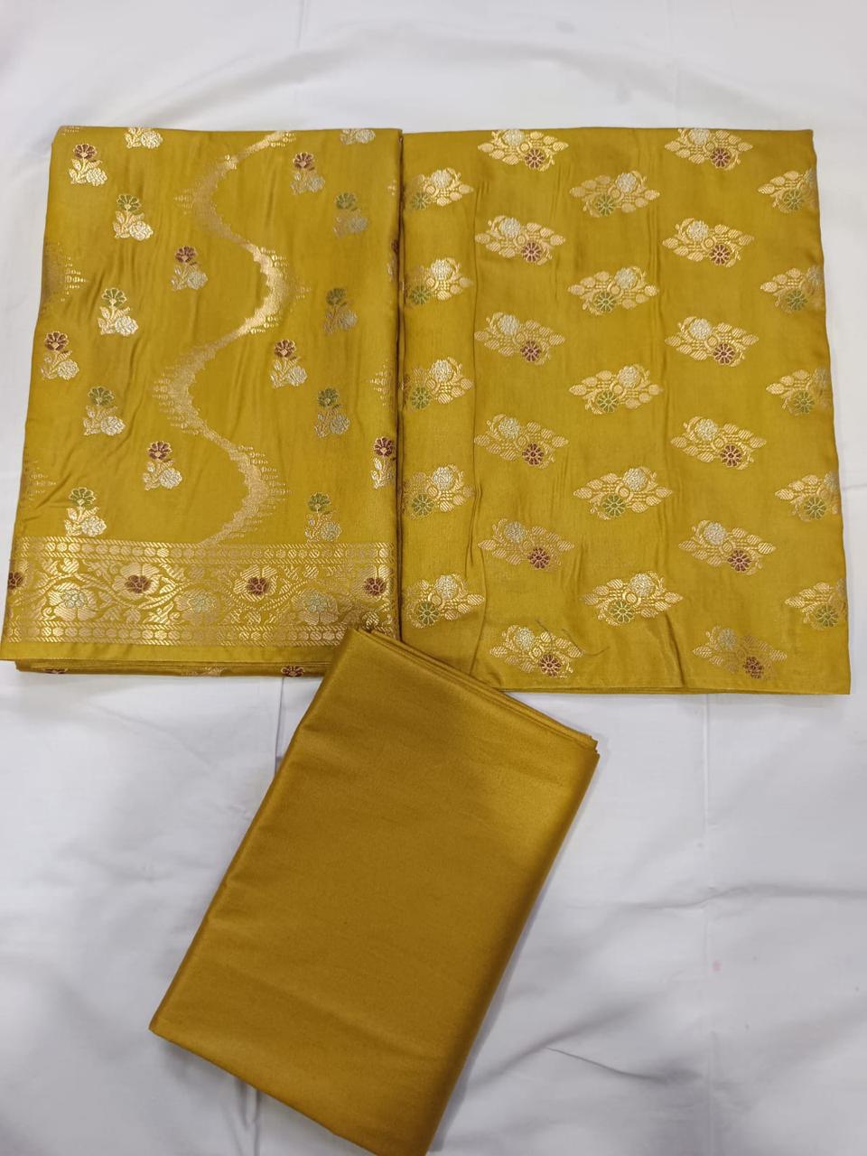 Banarasi  Resham Silk Cotton Zari  Work Unstitched Suit