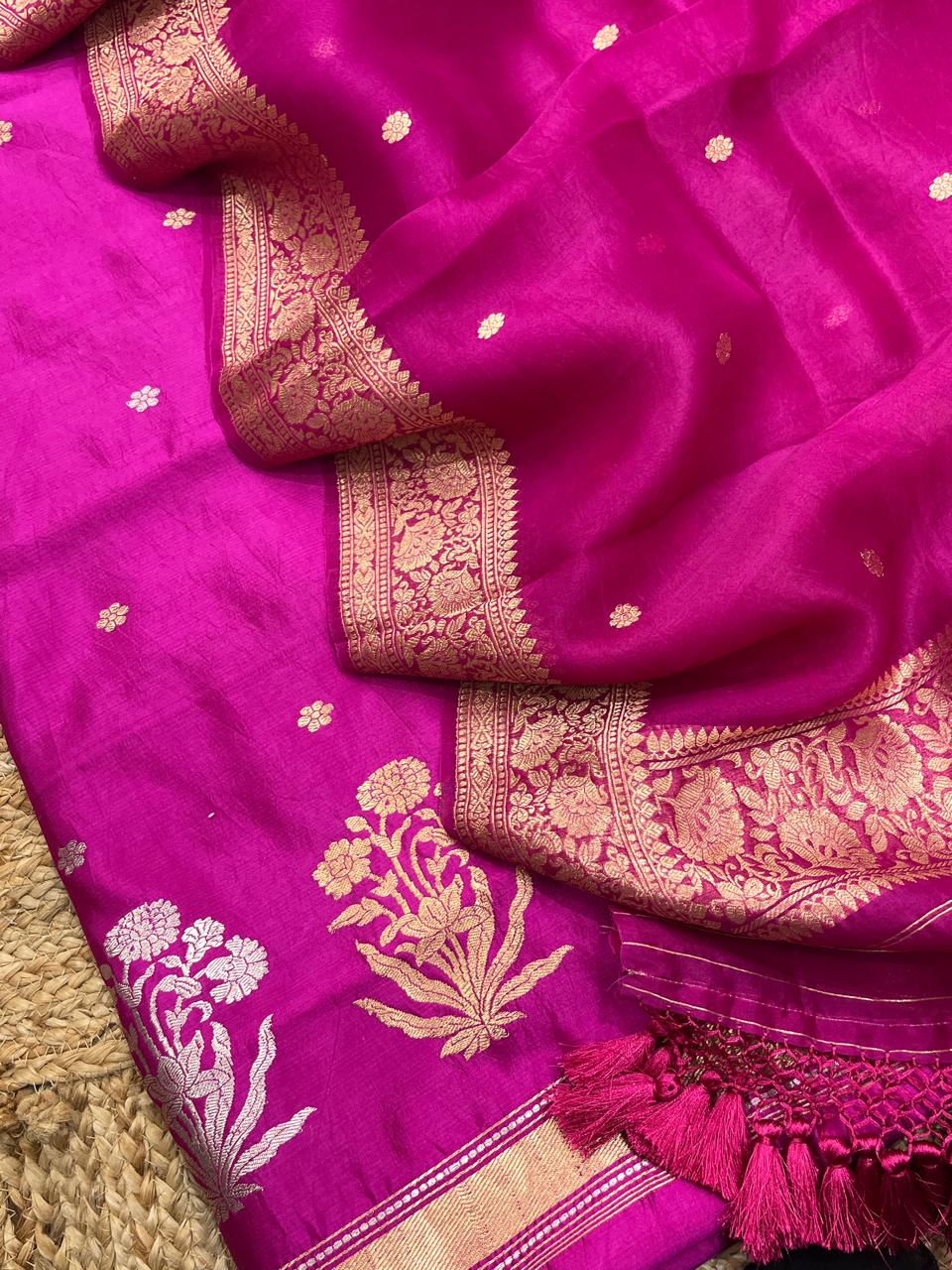 Pure Raw Mango Silk Banarasi Khaddi Kadwa Suit  with Pure Silk Organza Dupatta