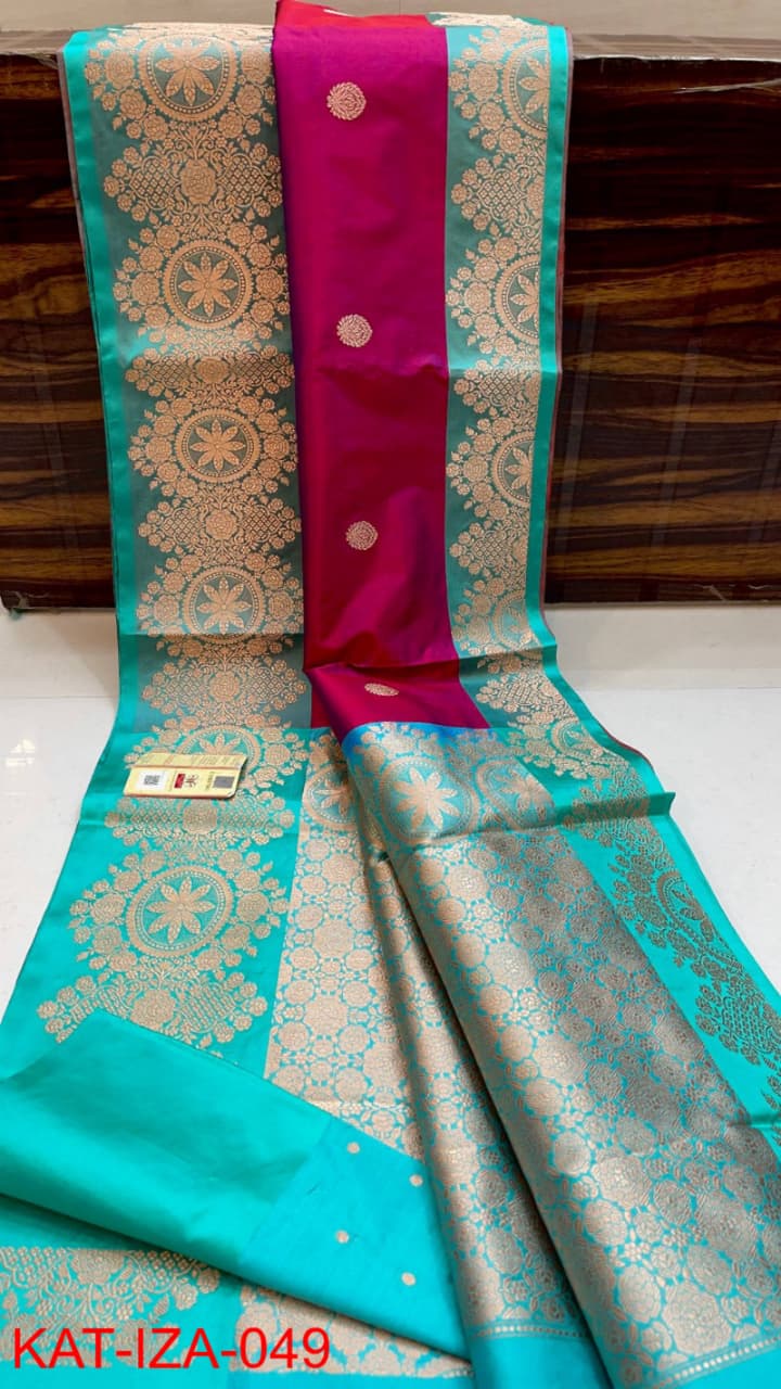 Pure Banarasi Katan Silk Saree With Antique Zari Work .