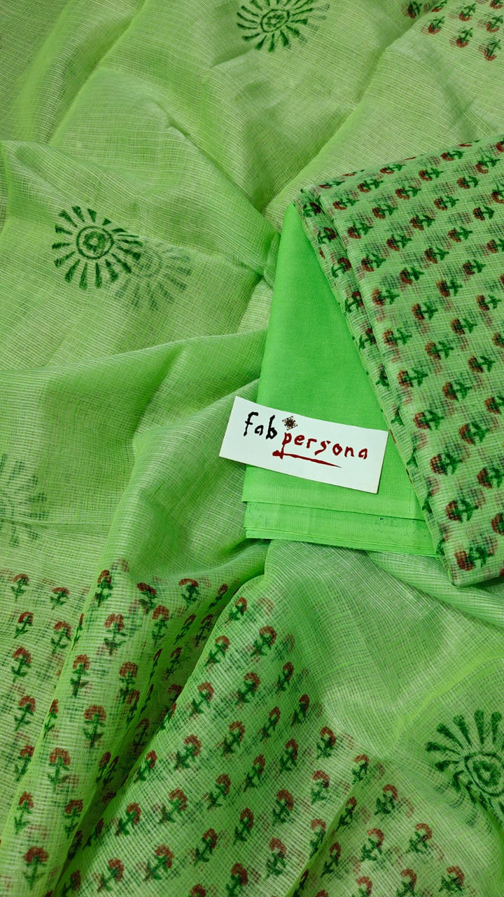 Kota Doriya Hand Print Unstitched Suit.