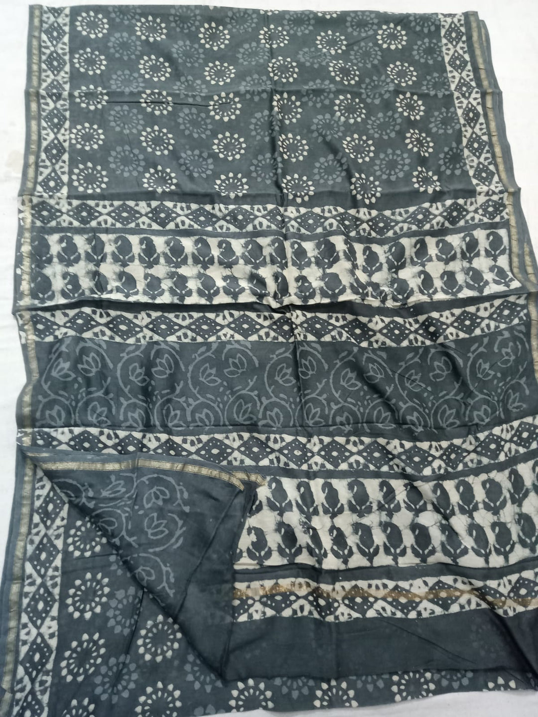 Pure Chanderi Silk Hand Block Print Saree.