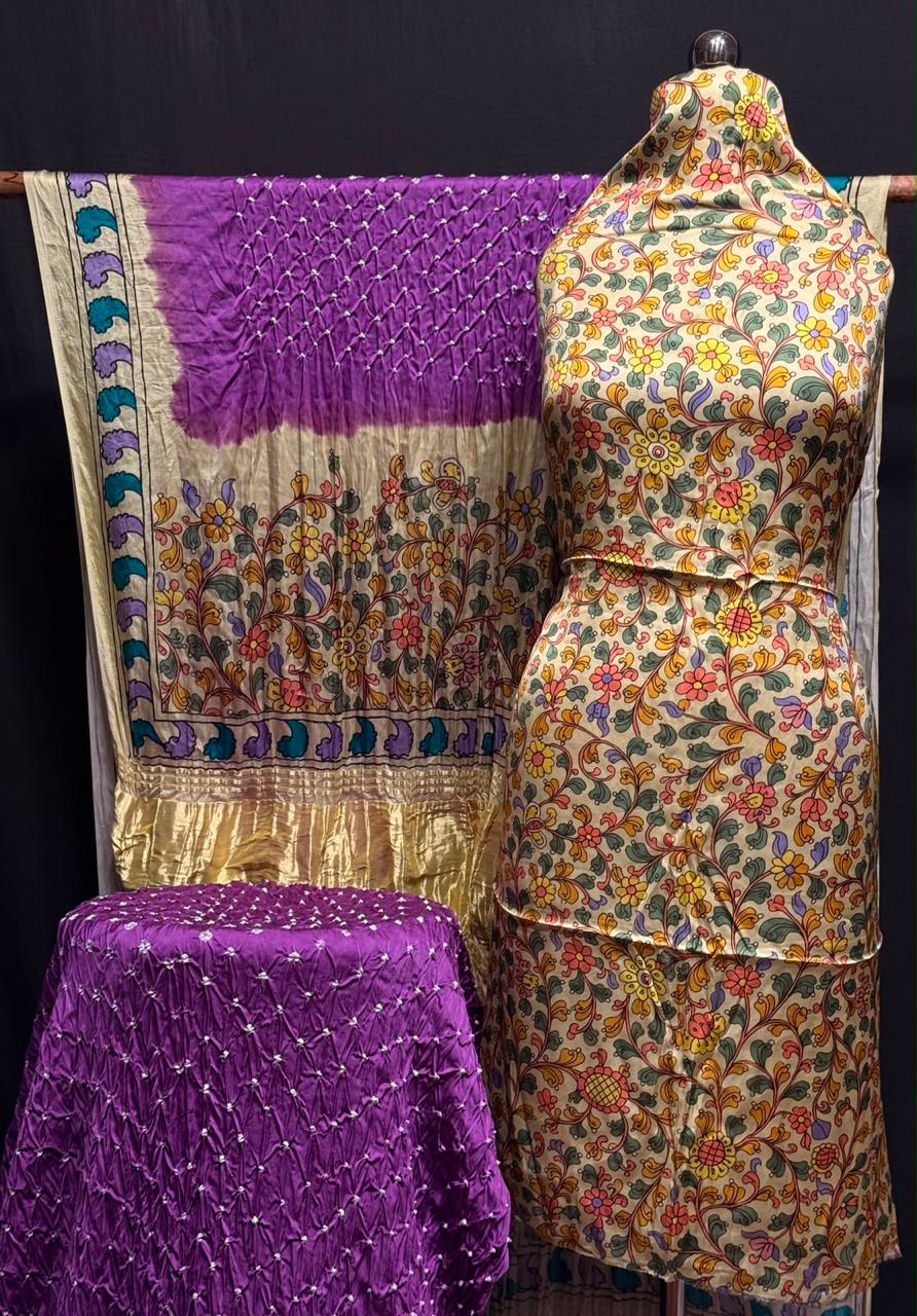 Premium 100% Pure Modal Silk Digital prints kalamkari 3-pc suits