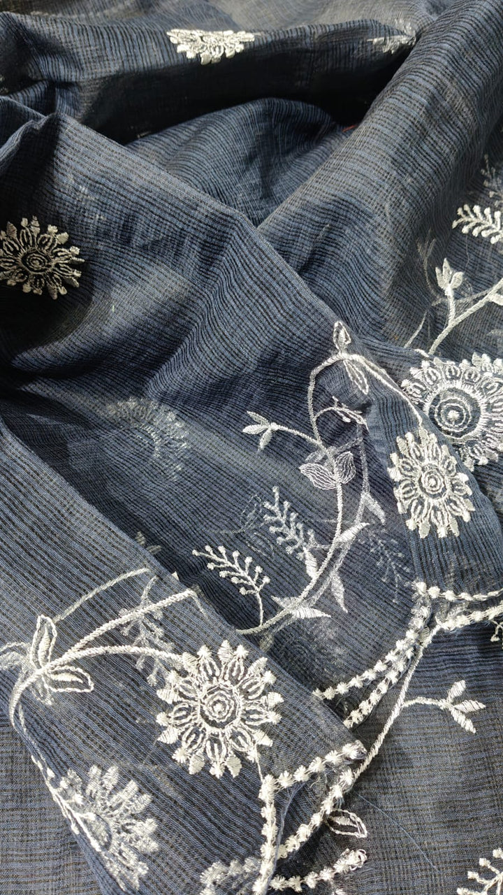 Pure Kota Doriya Resham Work Unstitched Suits With Chikankari Bottom