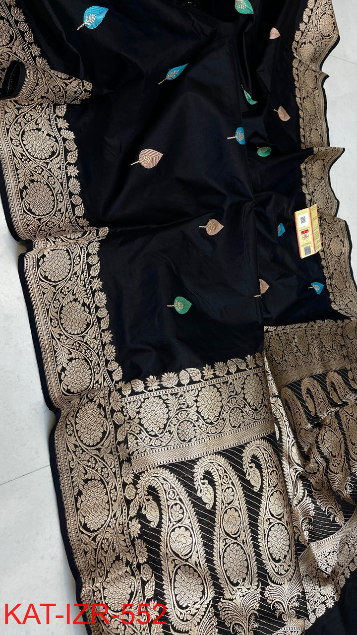 Pure Katan Silk Saree With Antique Zari Work Saree.