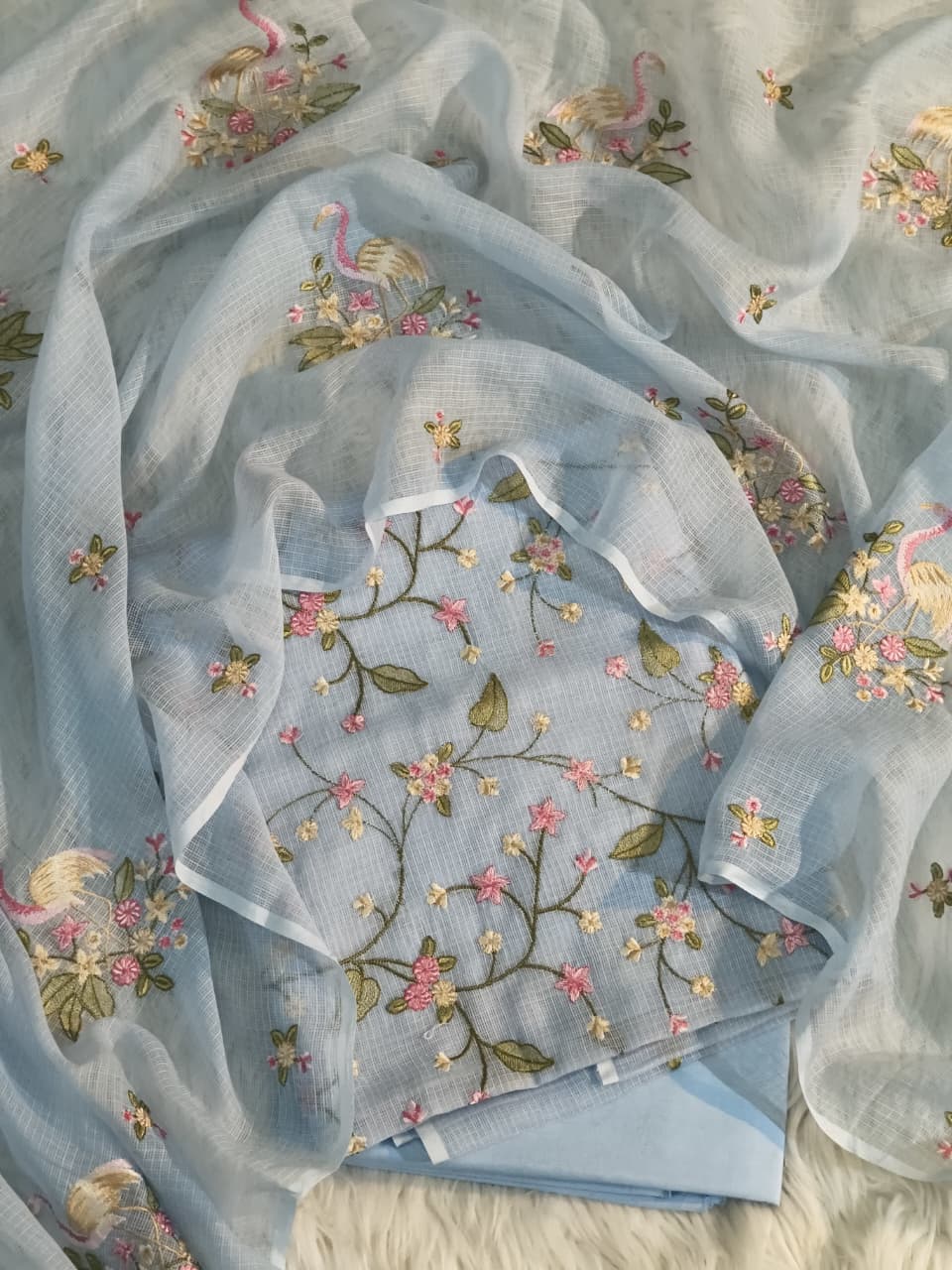 PURE BANARASI  COTTON KOTA SILK WITH MULTI EMBROIDERY WORK  UNSTITCHED SUIT