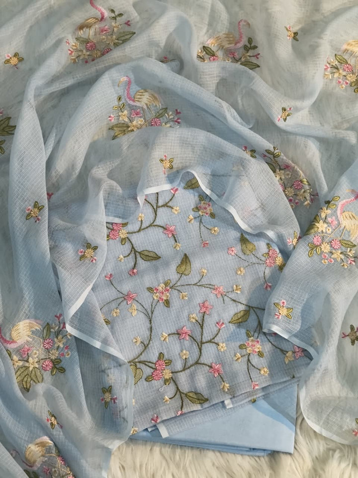 PURE BANARASI  COTTON KOTA SILK WITH MULTI EMBROIDERY WORK  UNSTITCHED SUIT
