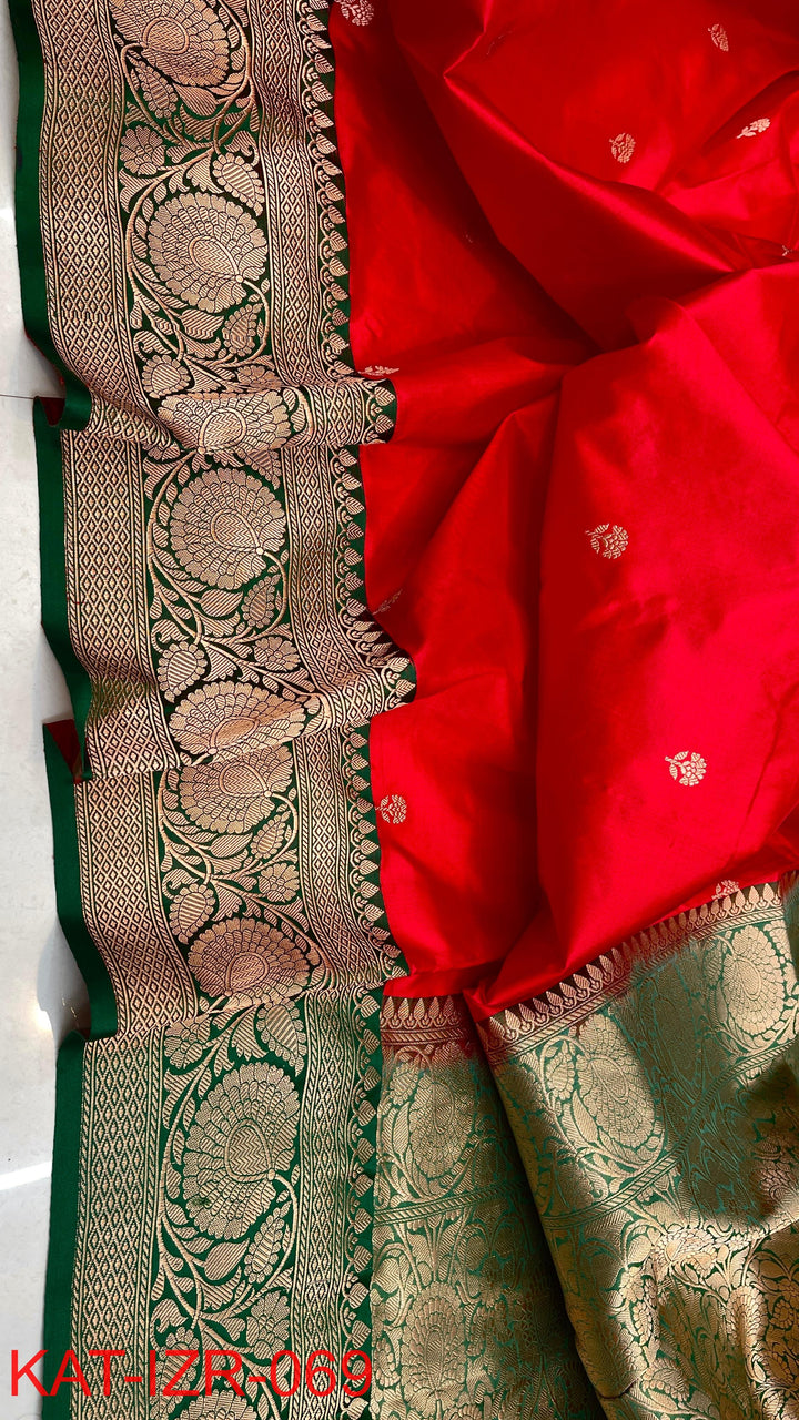 Pure Katan silk Saree with Antique Zari Work Saree.