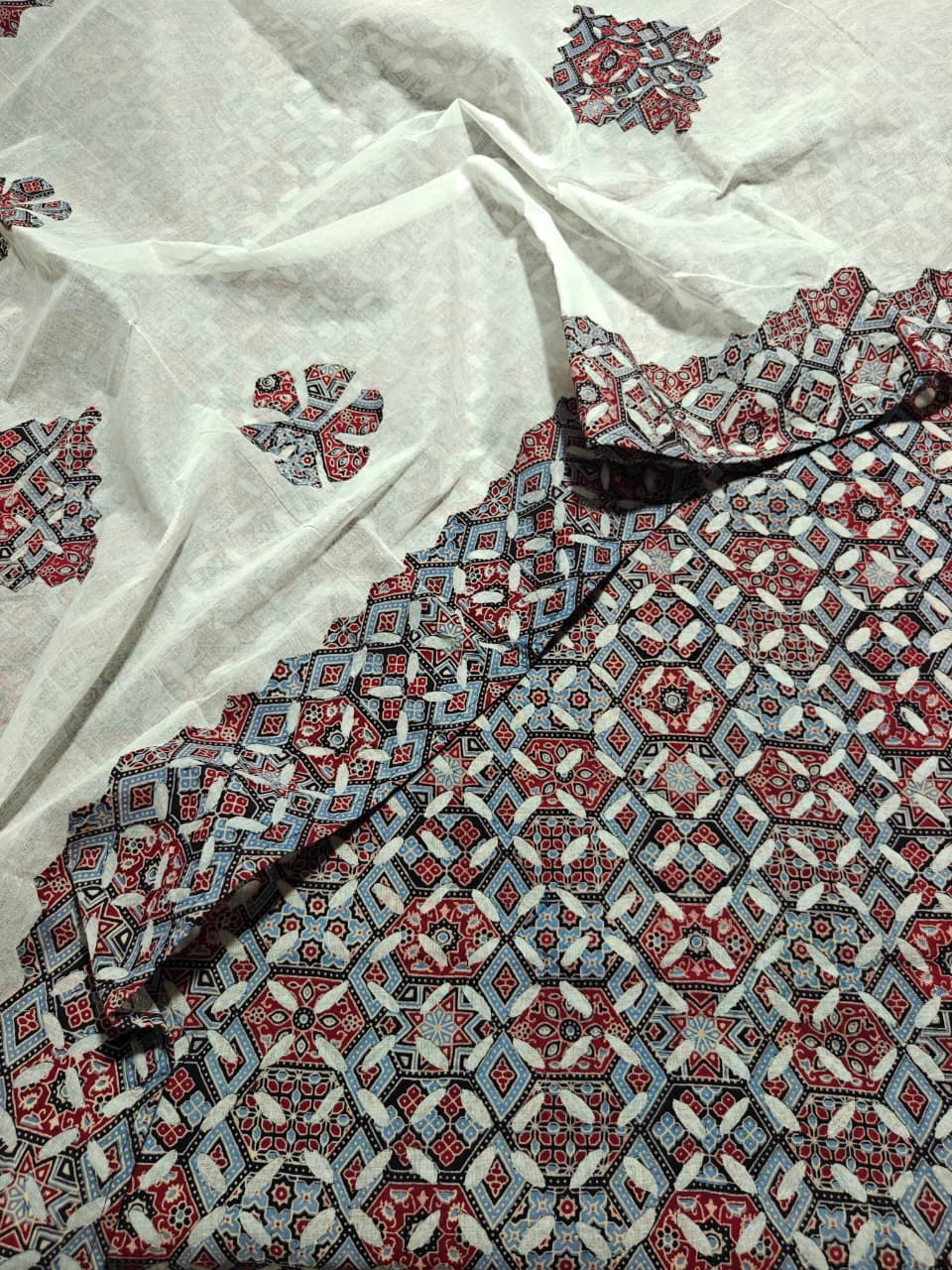 Pure Cotton Ajrakh Print  Unstitched Suit Without Bottom