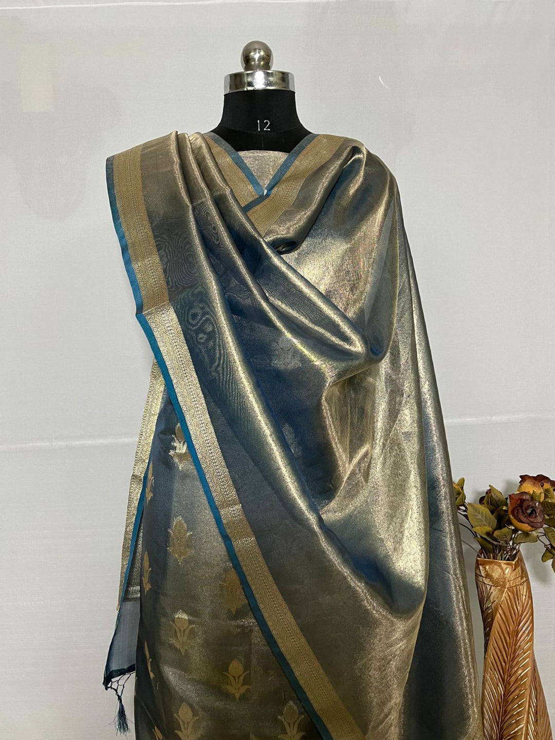 Pure Banarasi Tissue Unstitched Suit.