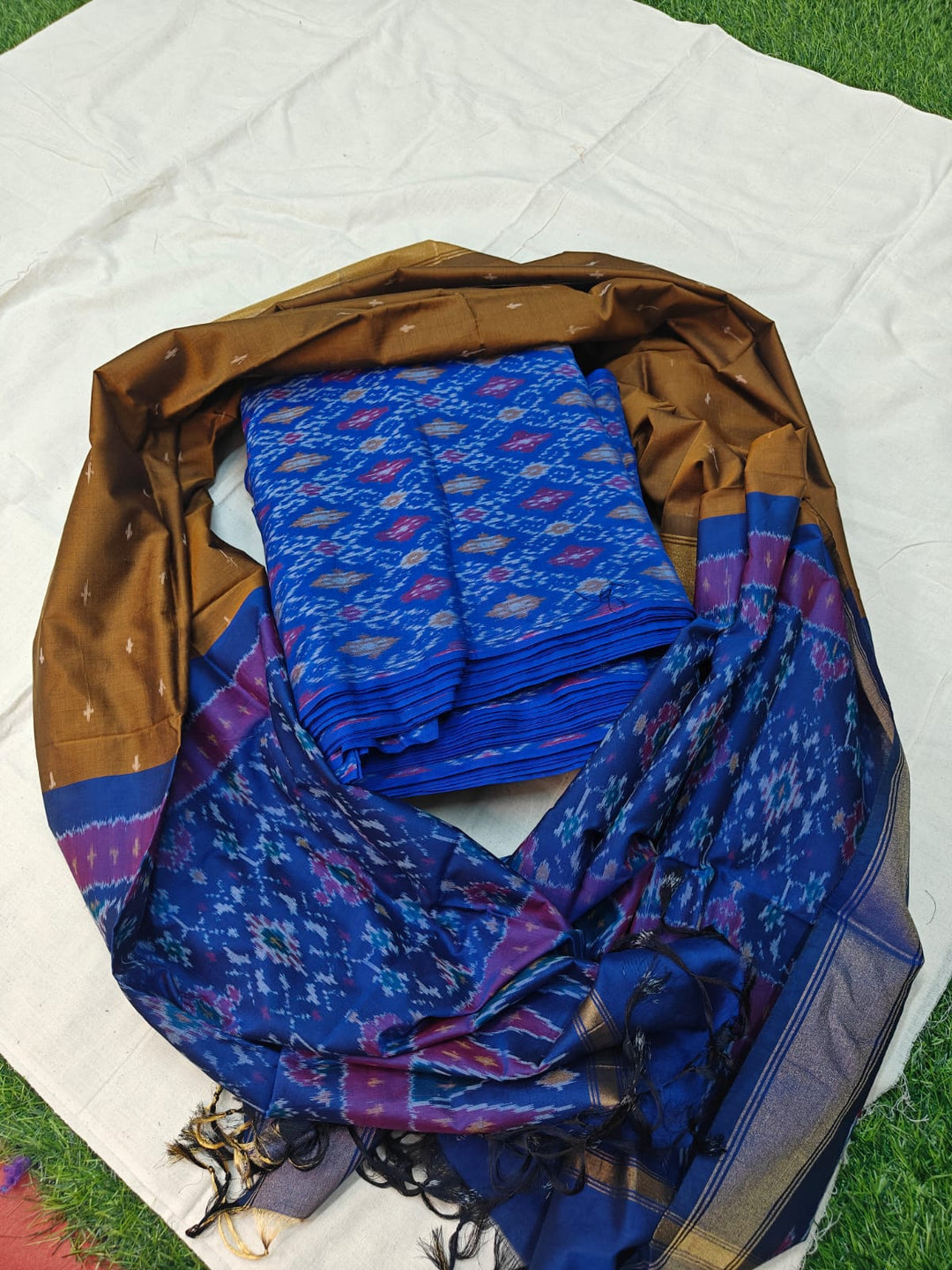 Pure Ikkat Sico Silk Unstitched Suit