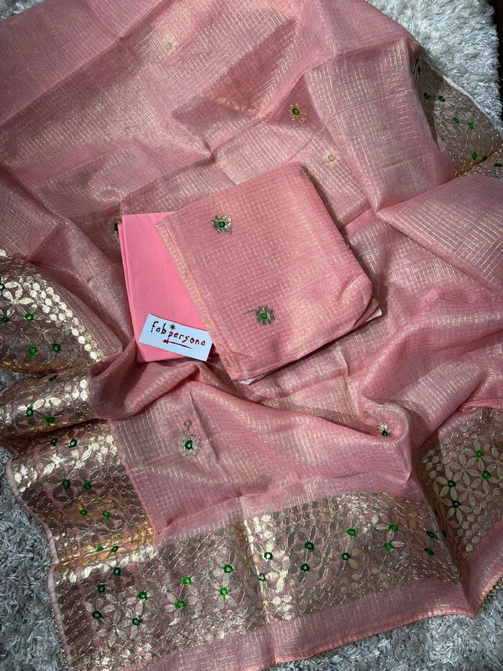 Kota Doriya  Hand Gotta Patti Work Unstitched Suit