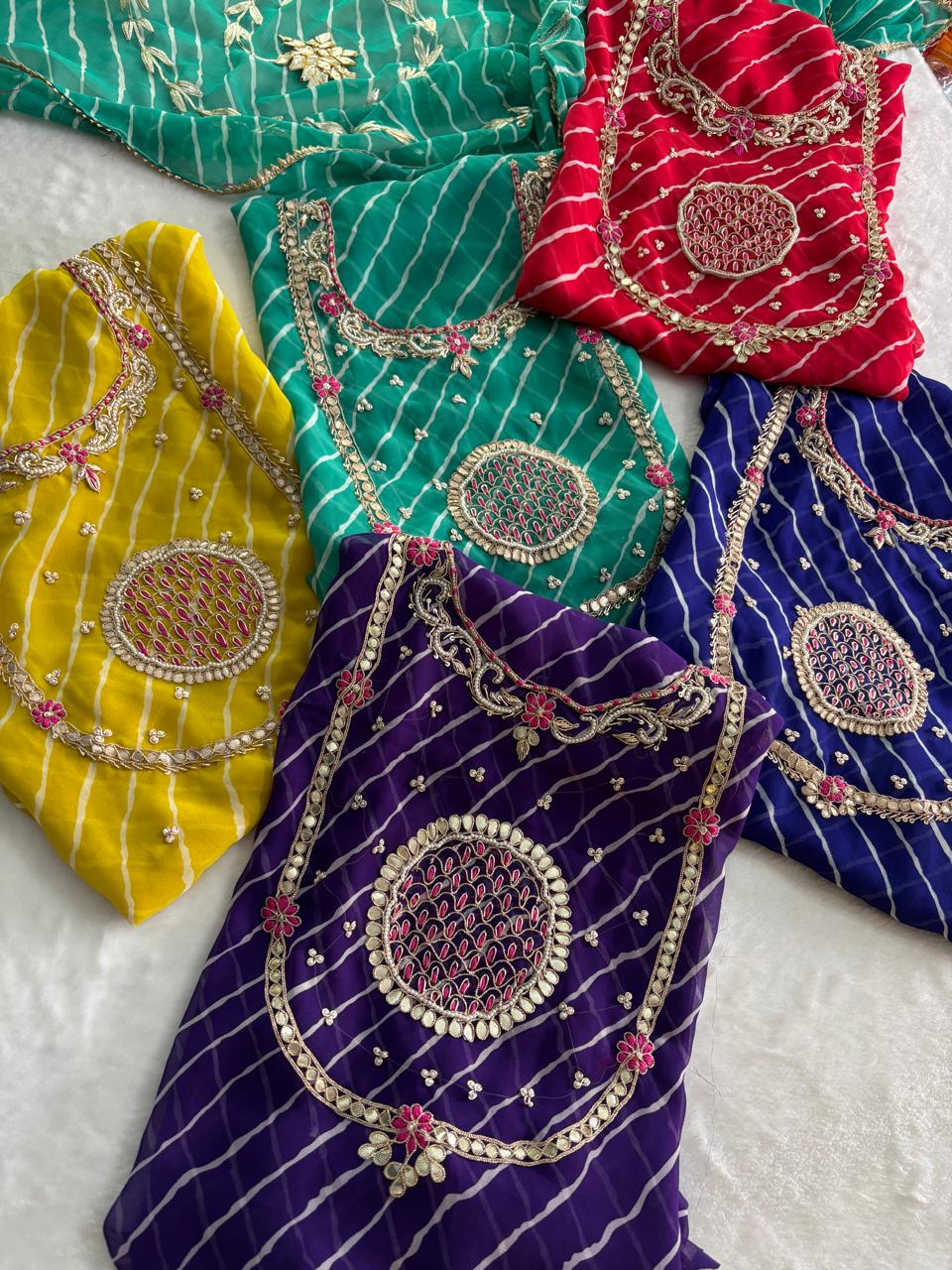 Hand Work 3 pc Unstitched Suit in Georgette