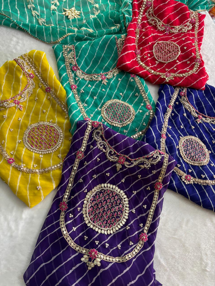 Hand Work 3 pc Unstitched Suit in Georgette