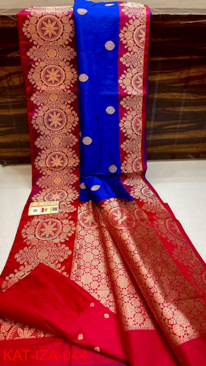 Pure Banarasi Katan Silk Saree With Antique Zari Work .