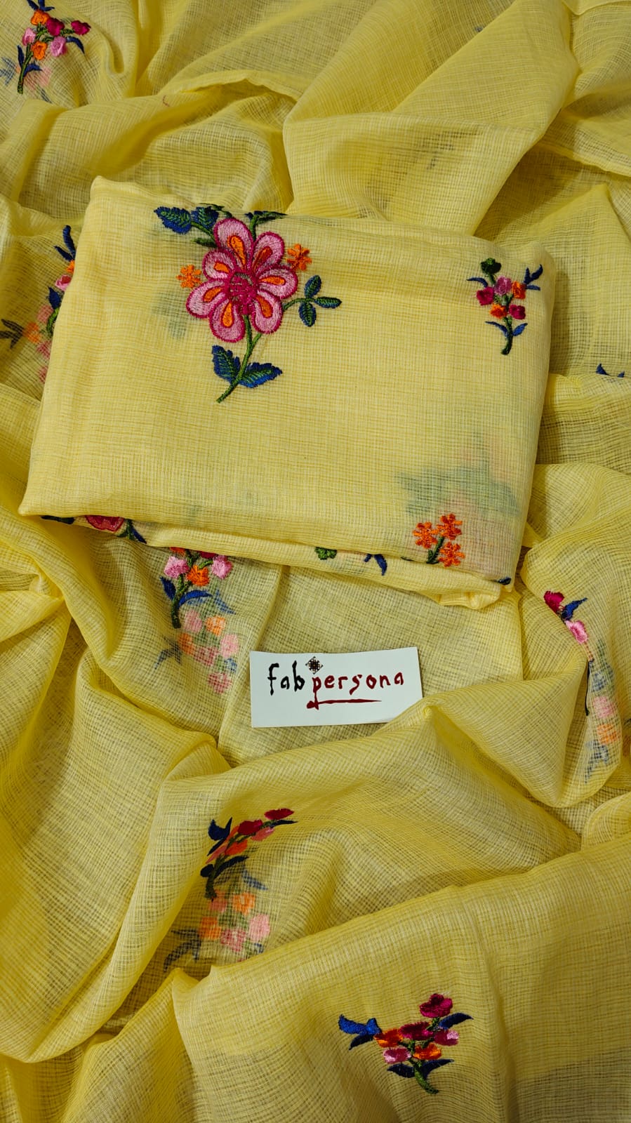 Pure Kota Doriya Embroidery Work Unstitched Suits With Kota Doriya Dupatta