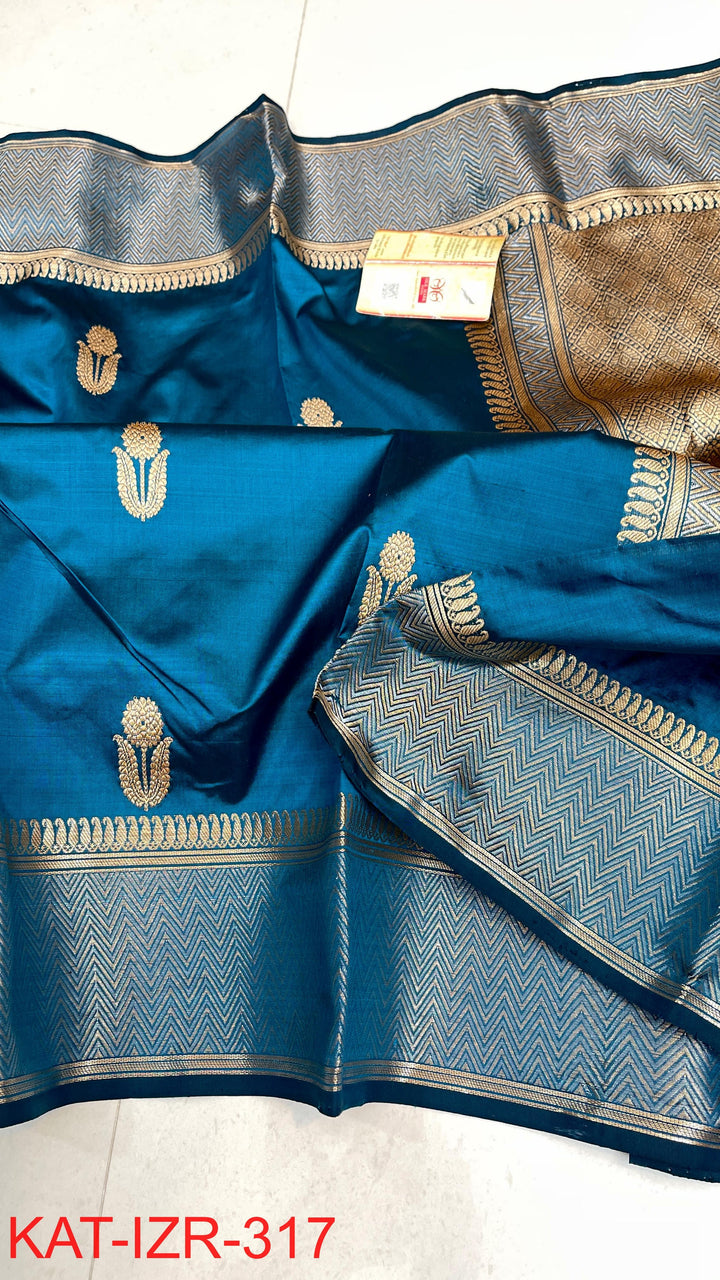Pure Katan Silk Saree With Antique Zari Work Saree.