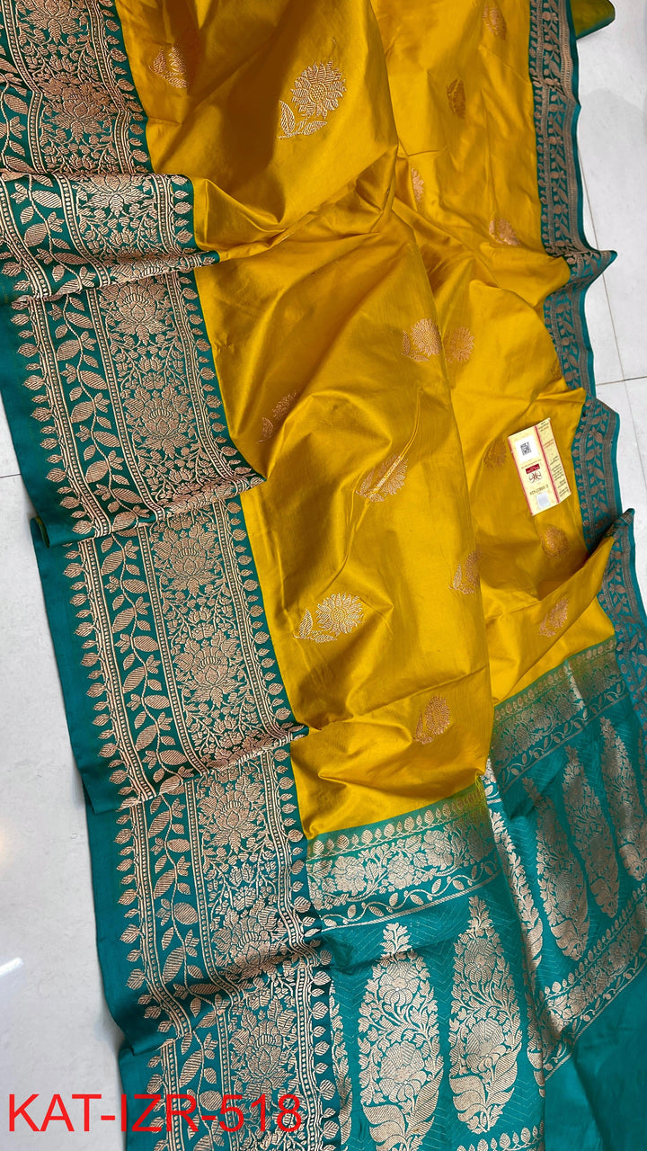 Pure Katan Silk Saree With Antique Zari Work Saree.