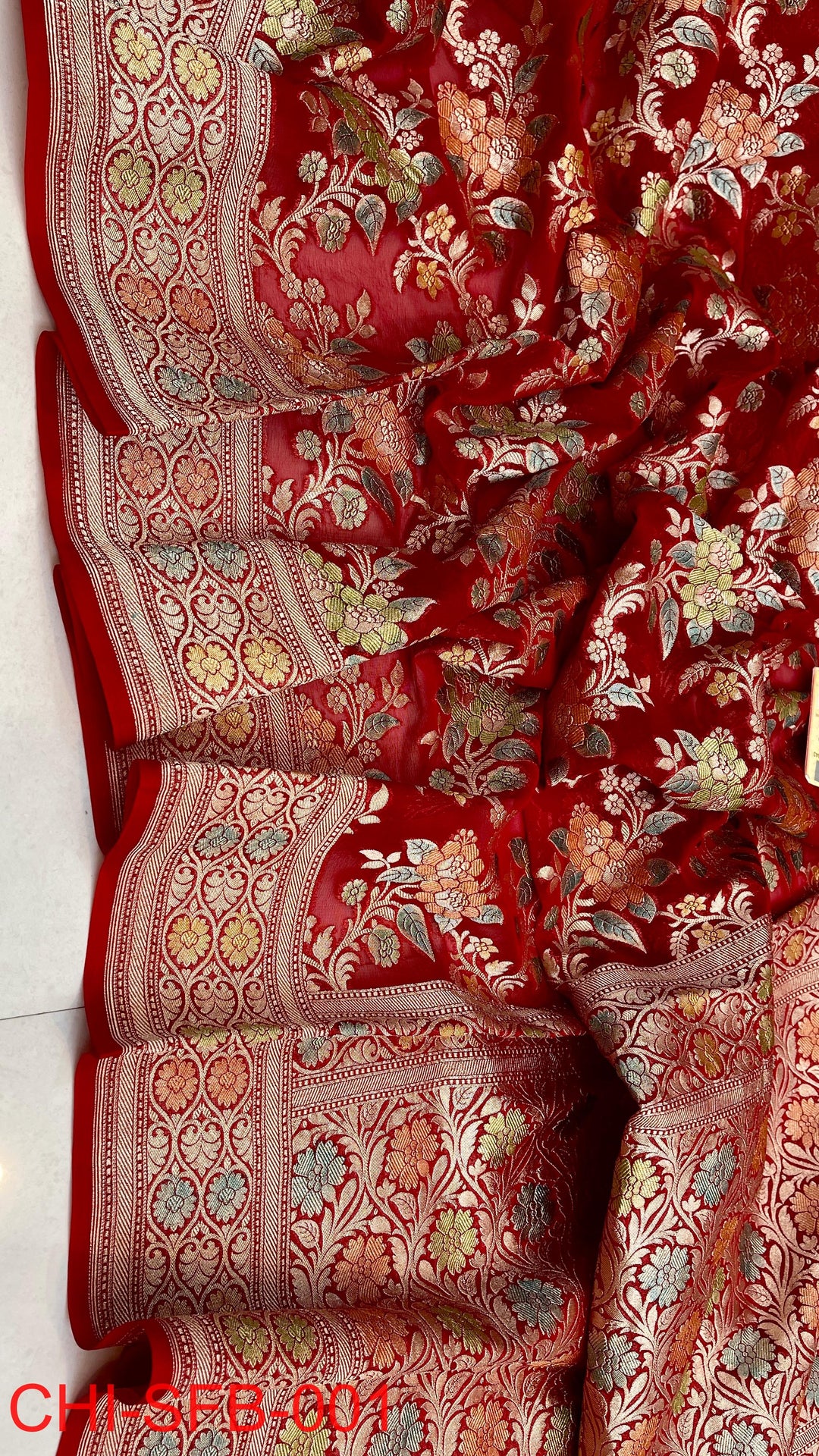 Pure Banarasi Handloom Khaddi Georgette Silk Water Zari Work Saree .| NEW EDITION |