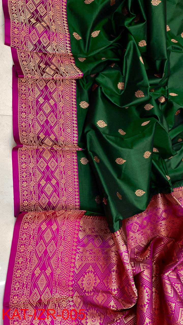 Pure Katan silk Saree with Antique Zari Work Saree.