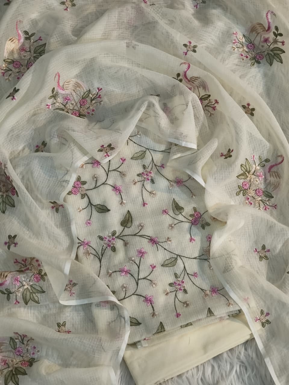PURE BANARASI  COTTON KOTA SILK WITH MULTI EMBROIDERY WORK  UNSTITCHED SUIT