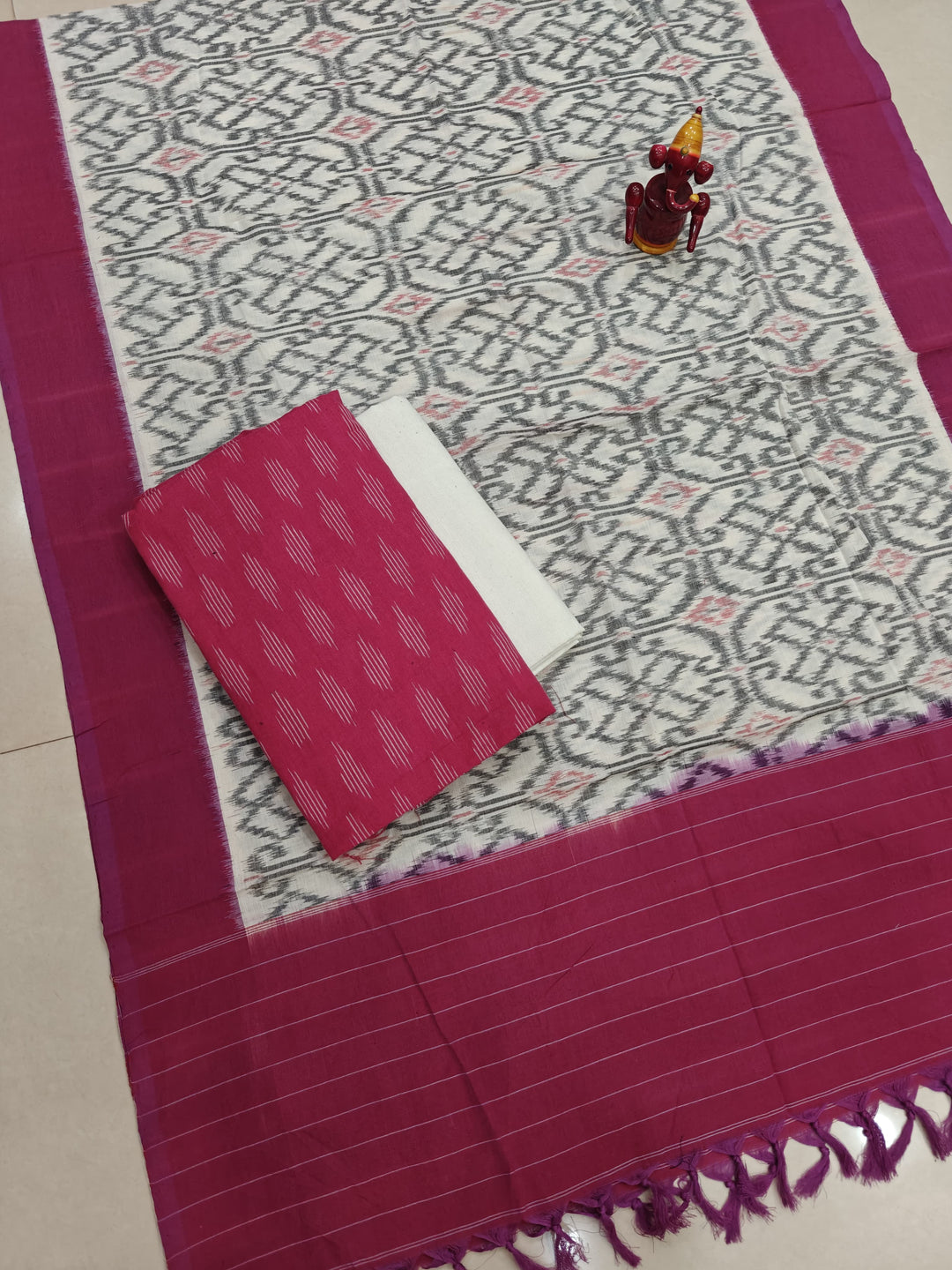 Pure Double Ikkat Cotton Unstitched Suit.