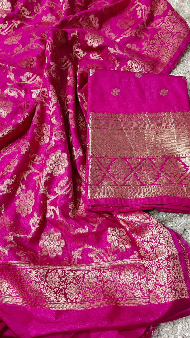 Banarasi Chanderi Silk zari  Work Unstitched Suit