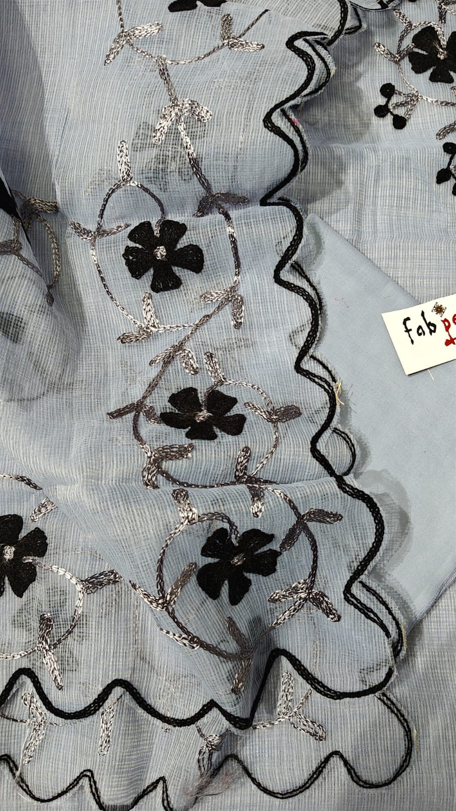 Kota Doria Unstitched Suit with Aari work