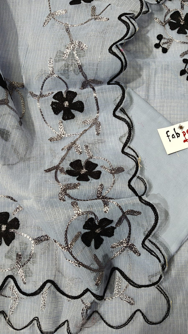 Kota Doria Unstitched Suit with Aari work