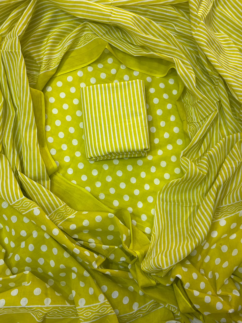 Pure Cotton Hand Block Print Unstitched Suit With Cotton Dupatta