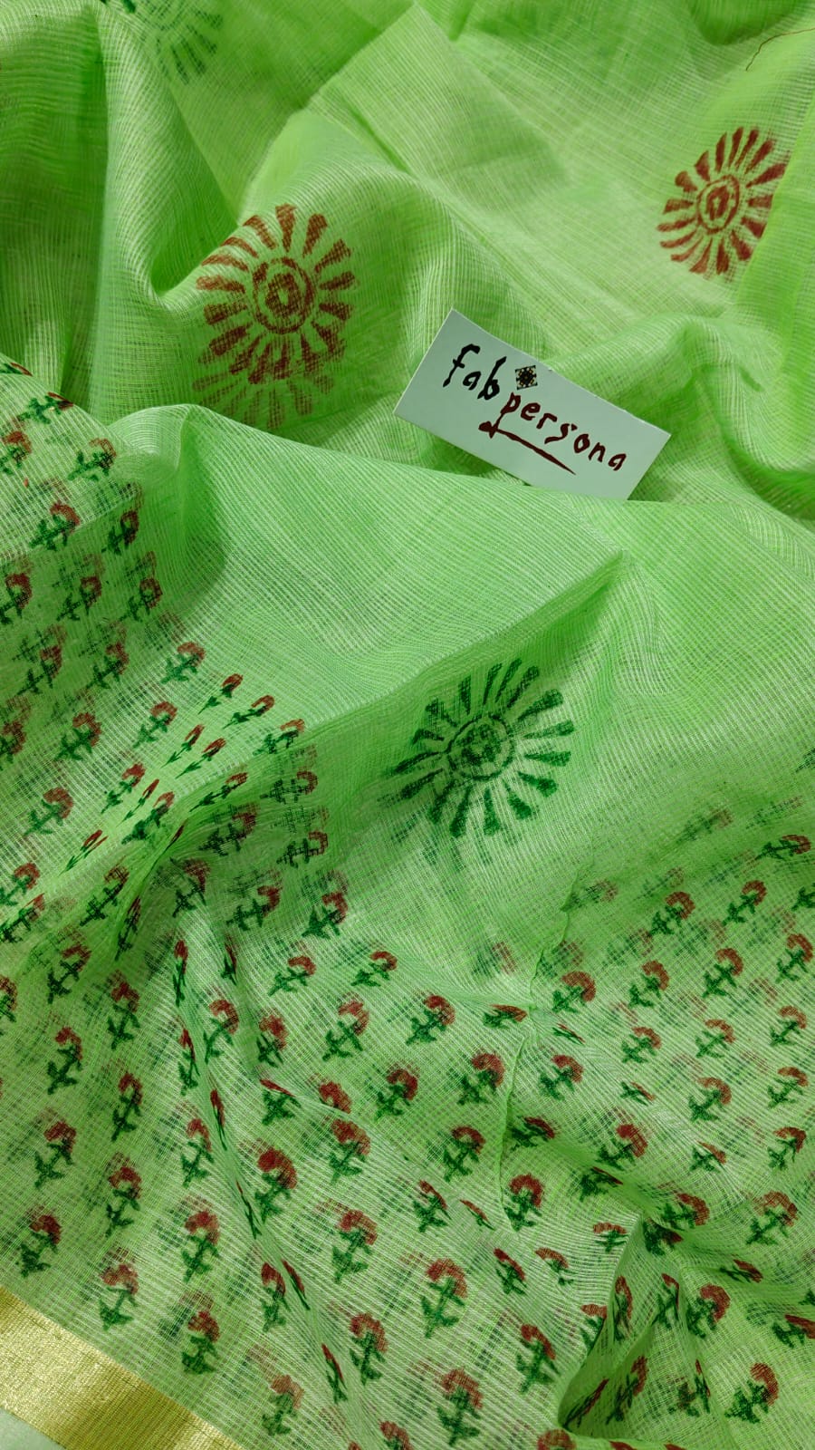 Kota Doriya Hand Print Unstitched Suit.