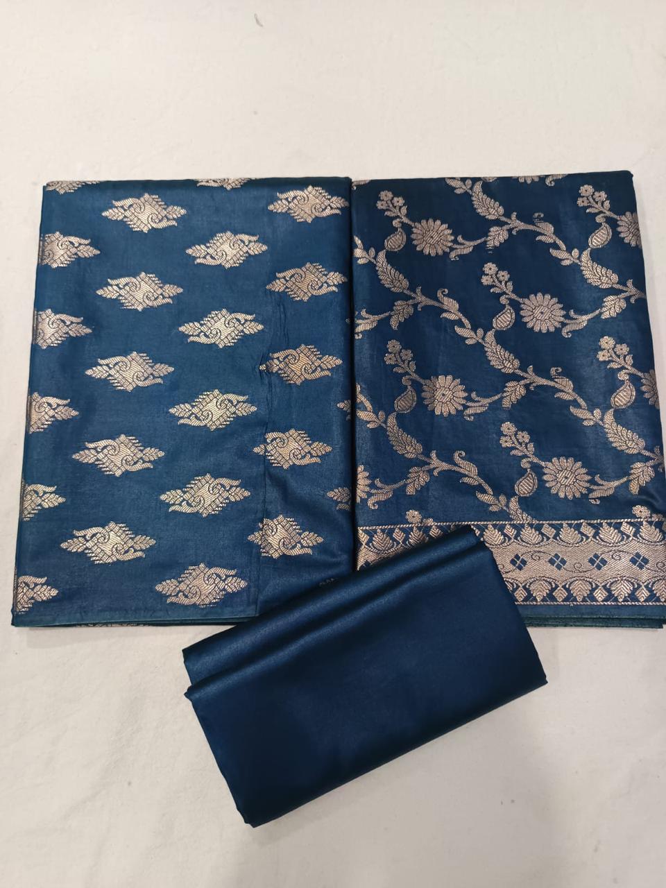 Banarasi  Resham Silk Cotton Zari  Work Unstitched Suit