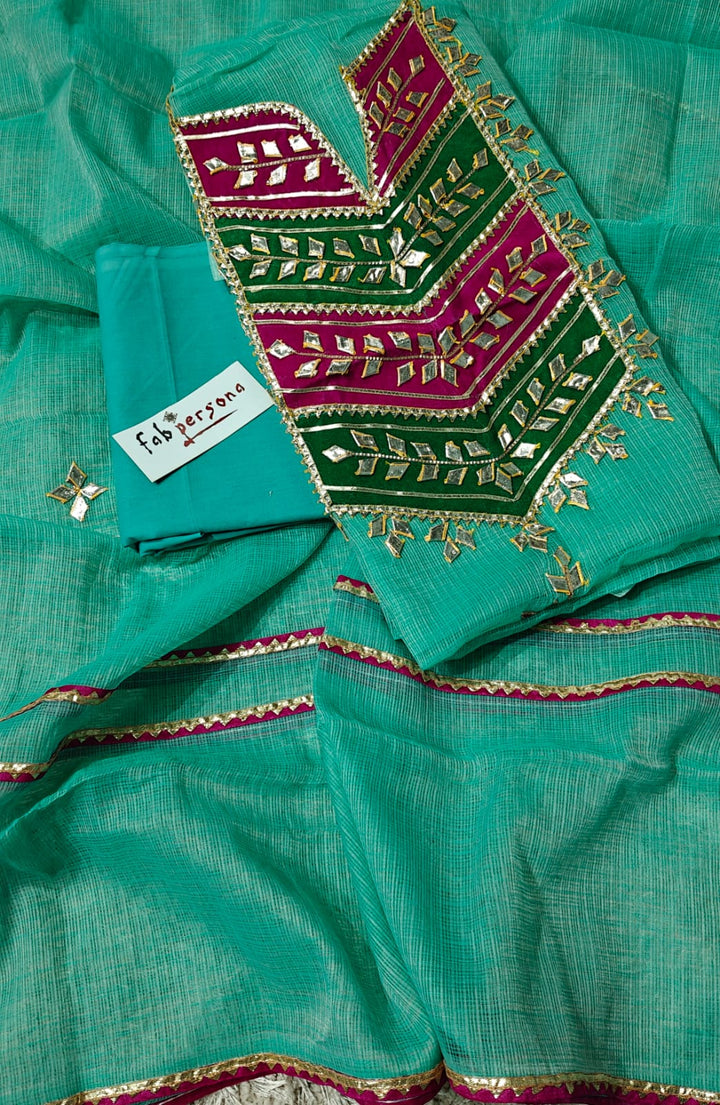 Kota Doriya  Hand Gotta Patti Work Unstitched Suit