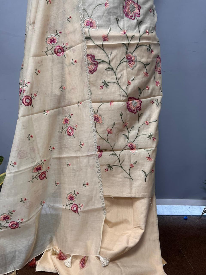 Pure Banarasi Chanderi Silk Embroidery work Unstitched Suit