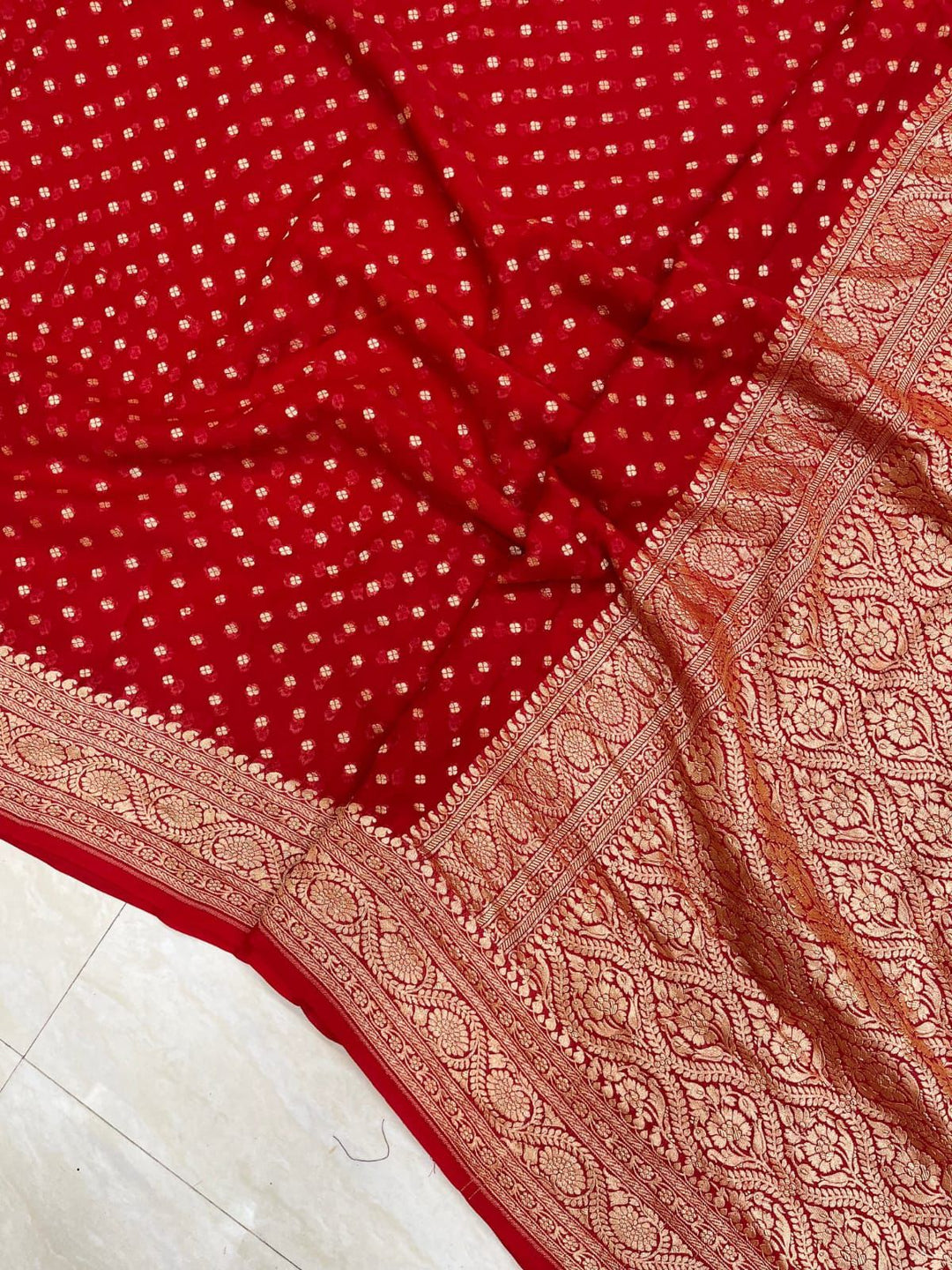 Pure Banarasi Handloom Khaddi Georgette Silk Saree .