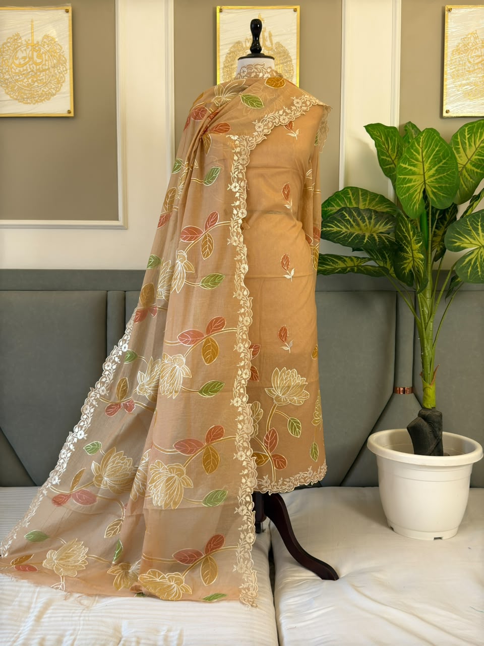 Exclusive Mal Chanderi Tissue Appliqué Suit  Collection
