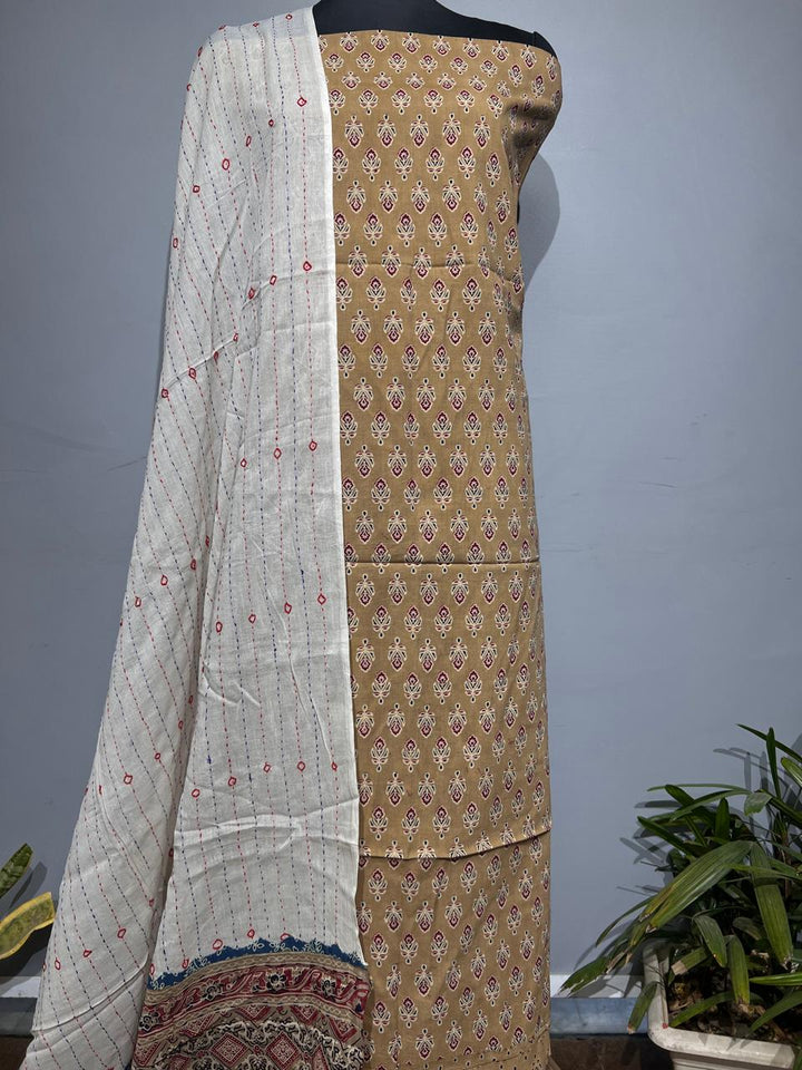 Pure Cotton Azrakh Print Unstitched suit With Dupatta.