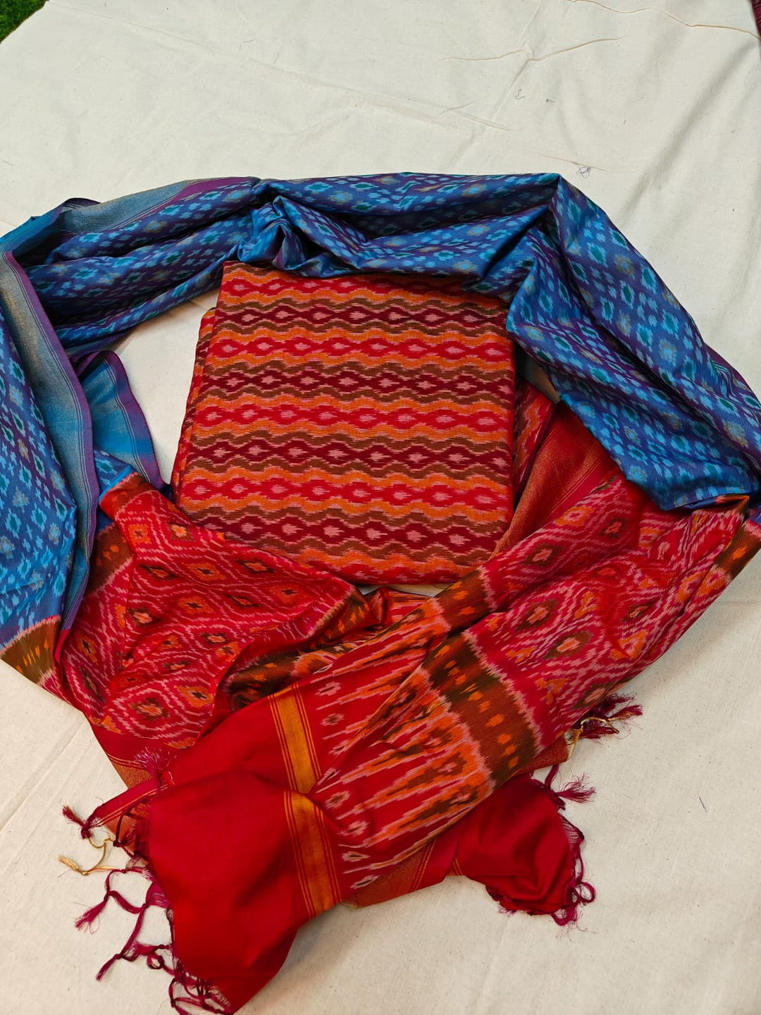 Pure Ikkat Sico Silk Unstitched Suit