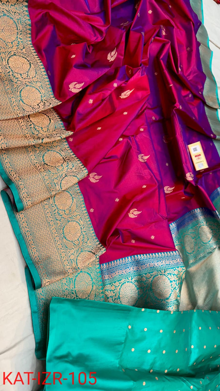 Pure Katan silk Saree with Antique Zari Work Saree.